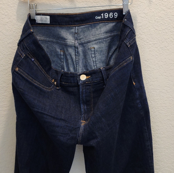 GAP 1969 Dark Blue Stirrup Jeans size 33/16r - Picture 8 of 14
